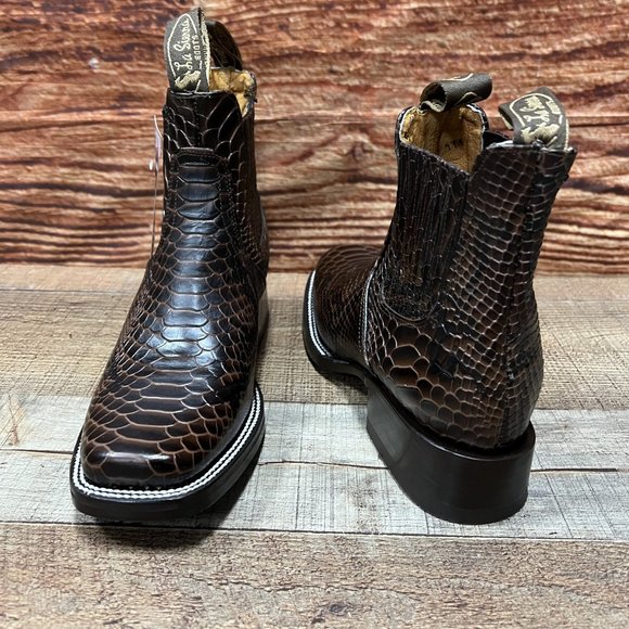 Men\'s Wéstern Vaquero Half boot PYTHON Print Leather Botin punta …